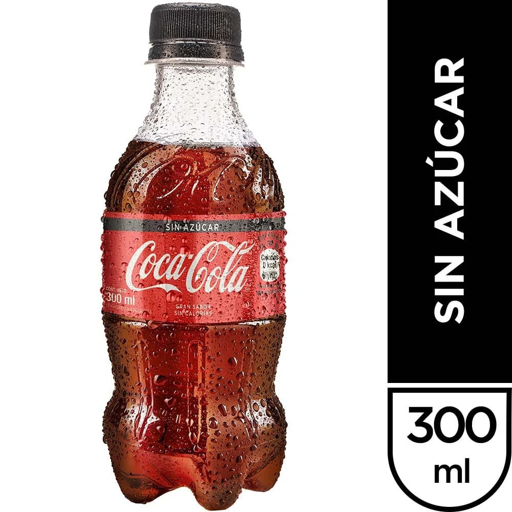 Gaseosa Coca Cola Sin Azúcar Botella 300ml