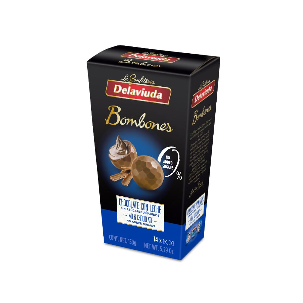 Bombones De la Viuda Chocolate Con Leche Sin Azúcar Caja 150 g