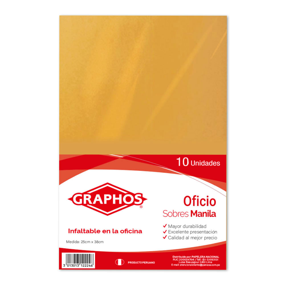 Sobre Manila de 75 Oficio Graphos 10un