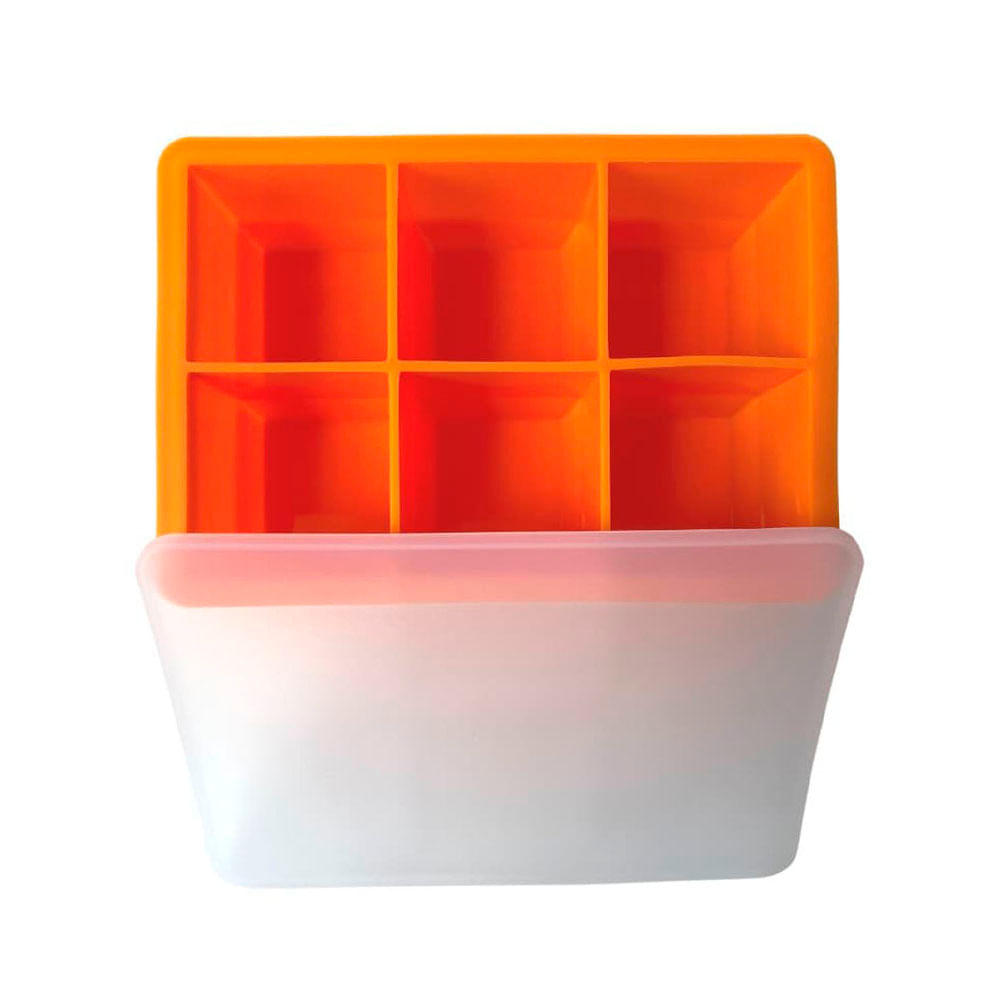 Cubeta de Hielo Silicona 6 Cavidades Kioxx Naranja