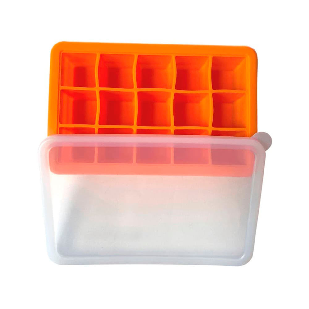 Cubeta de Hielo Silicona 15 Cavidades Kioxx Naranjo