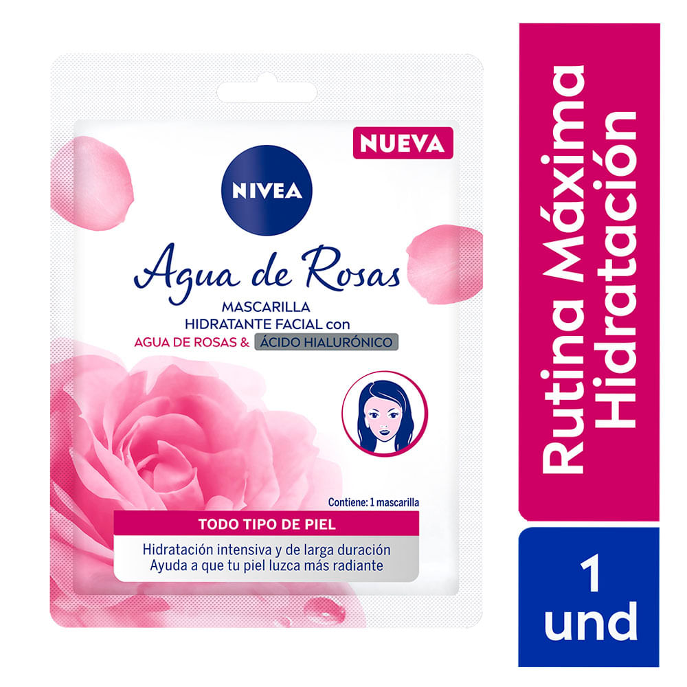 Mascarilla Facial Hidratante Nivea Rose Care con Ácido Hialurónico