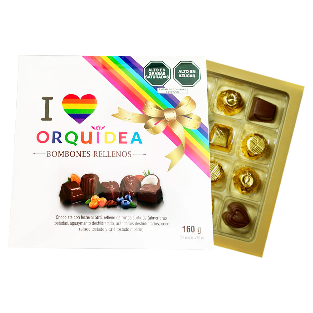 Bombones Rellenos Orquídea 50% Cacao 16un