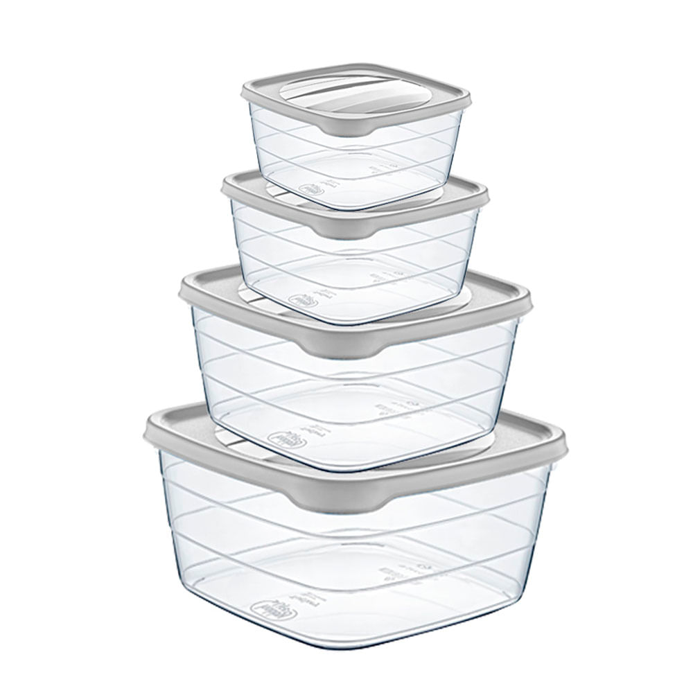 Set Contenedor Krea Herméticos Cuadrados 4un