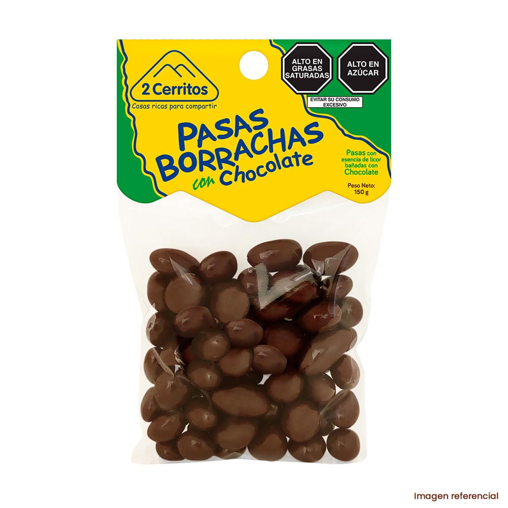 Pasas Borrachas con Chocolate 2 Cerritos Bolsa 125 gr