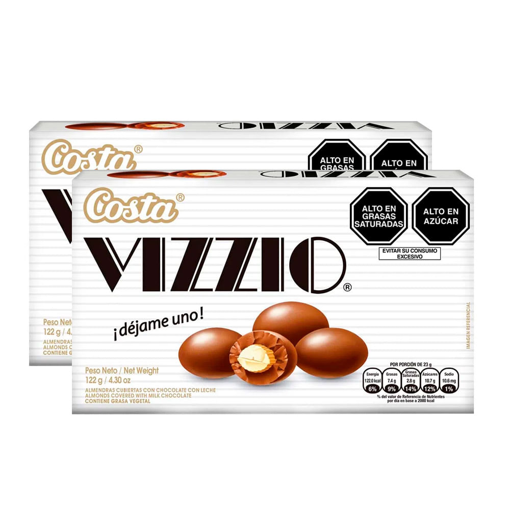 Twopack Almendras con Cobertura de Chocolate Vizzio 122g