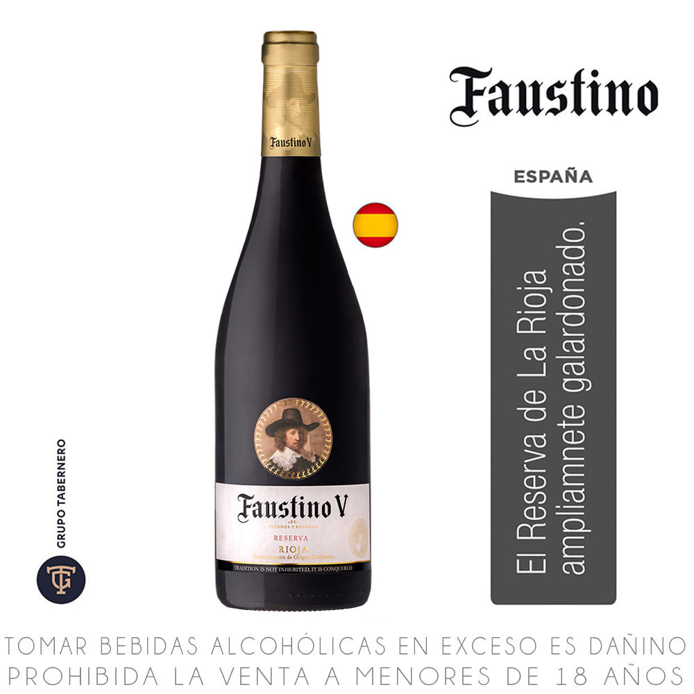 Vino Tinto Tempranillo Faustino V Reserva Botella 750ml