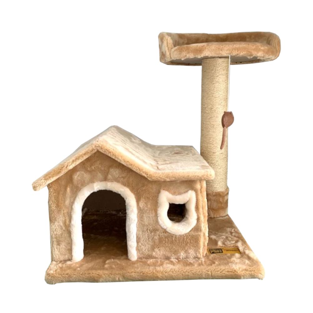 Rascador para Gatos Claws & Paws 2 Pisos con Casa 70x54x41cm Beige