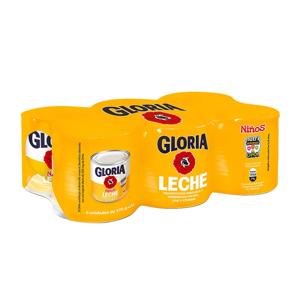 Sixpack Leche Reconstituida Gloria Niños Lata 170g