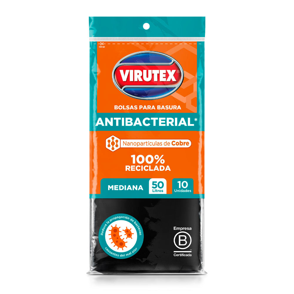 Bolsa de Basura Virutex Antibacterial 50L 10un