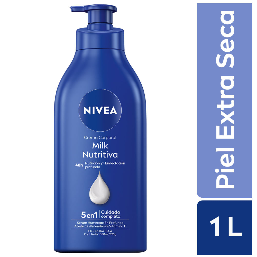 Crema Corporal Nivea Milk Nutritiva Piel Extra Seca 1L