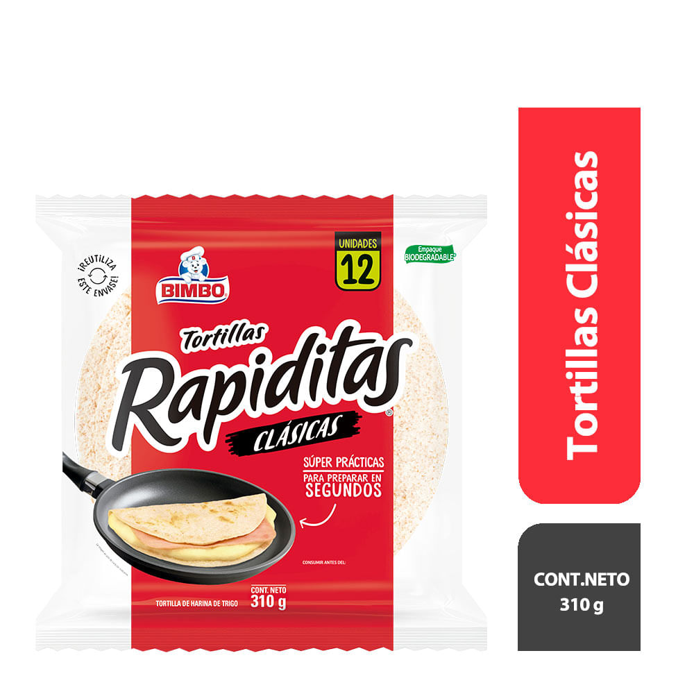 Tortillas de Trigo Clásicas Rapiditas Bimbo 12 unid