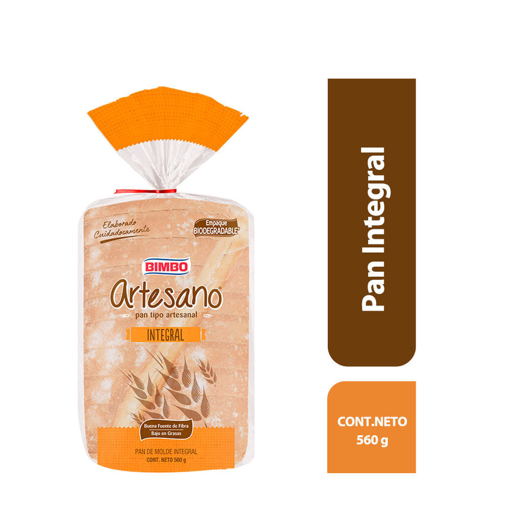 Pan de Molde Tipo Artesanal Bimbo Artesano Integral 560g