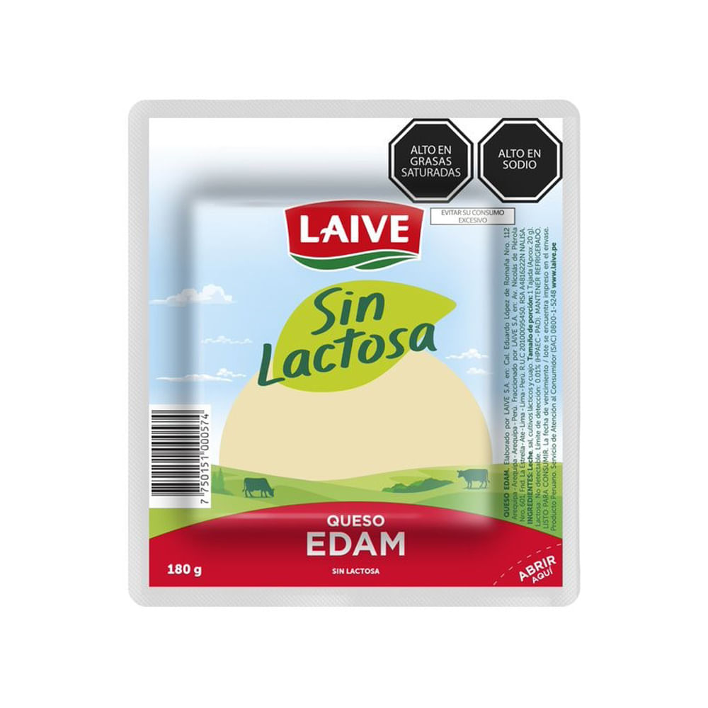Queso Edam Laive Sin Lactosa 180g