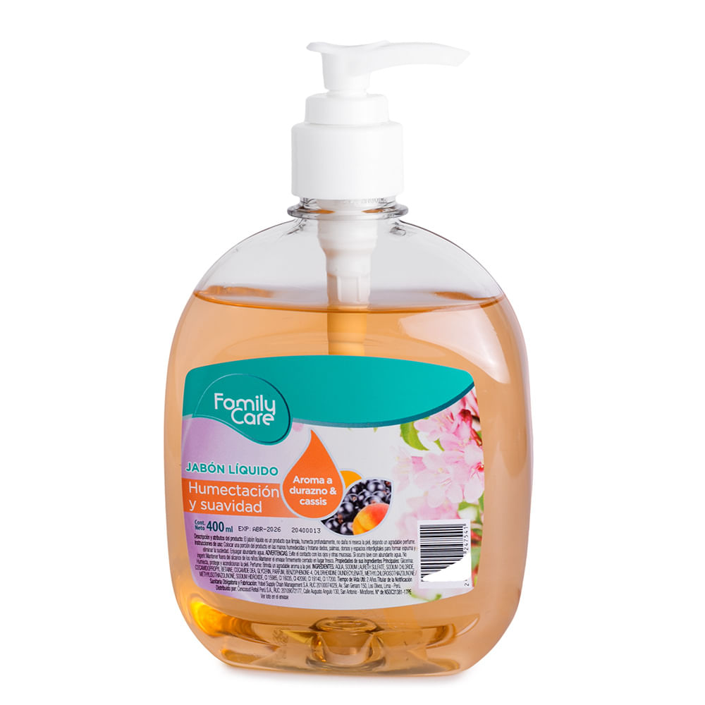 Jabón Líquido Family Care Durazno y Cassis 400ml