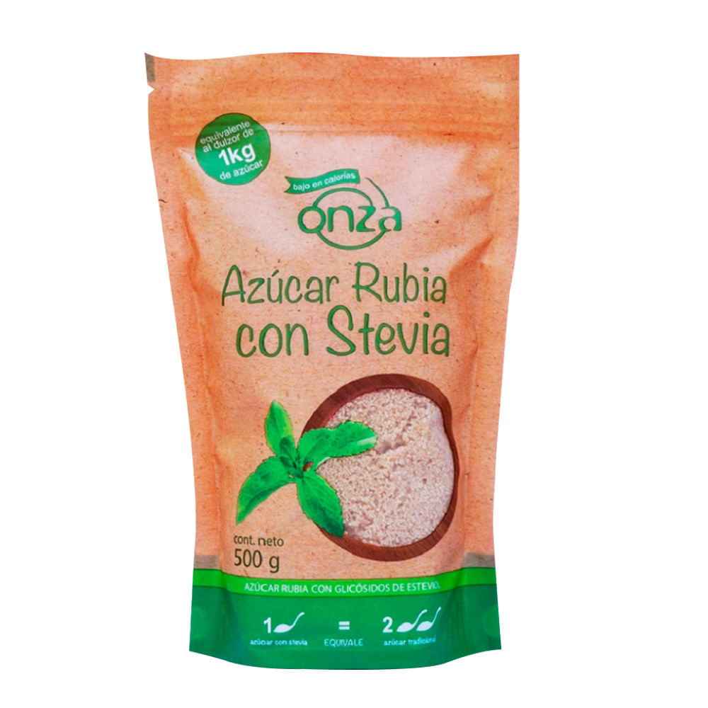 Azúcar rubia light Onza Con Stevia Doy Pack 500 g
