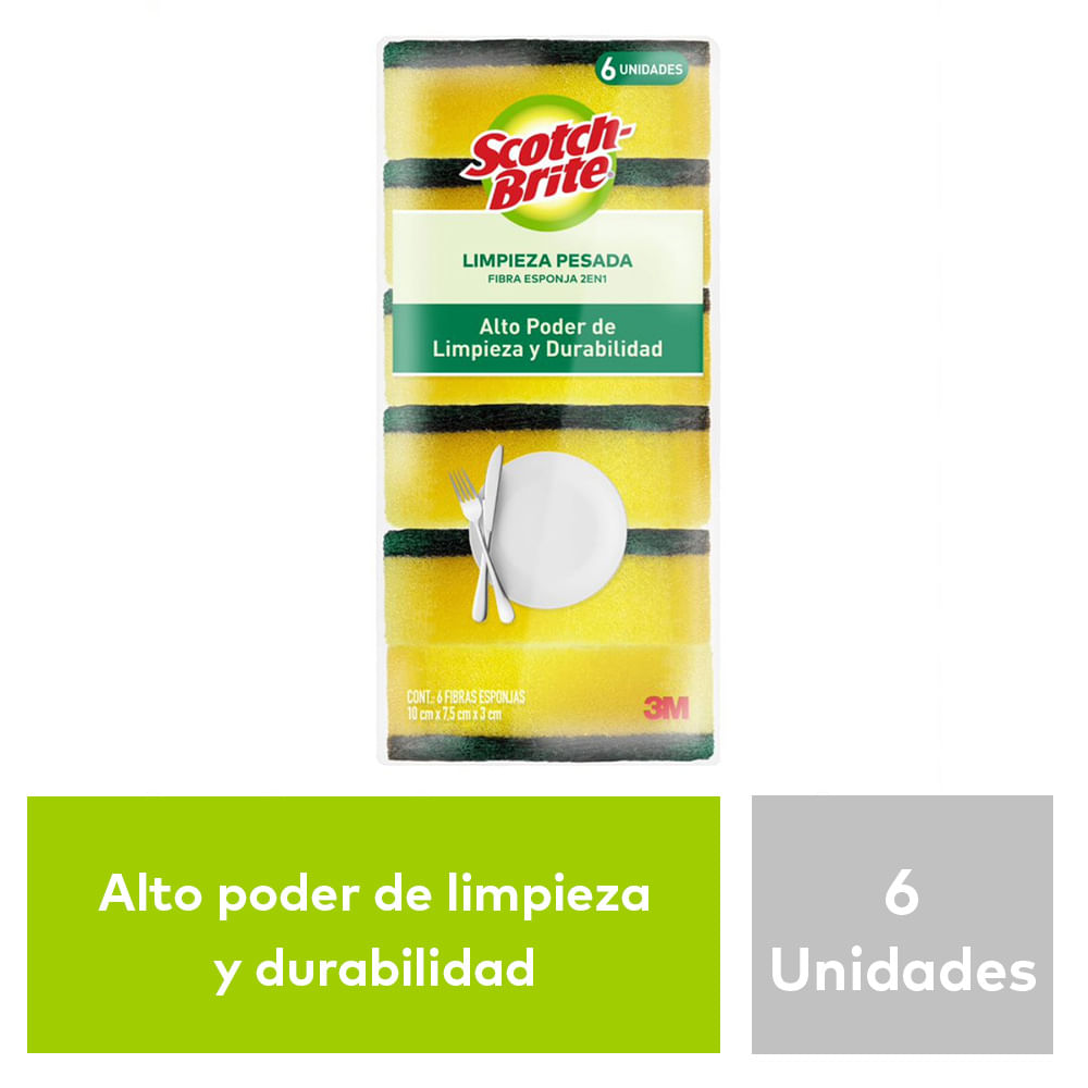 Esponja Scotch-Brite Limpieza Pesada 6un.