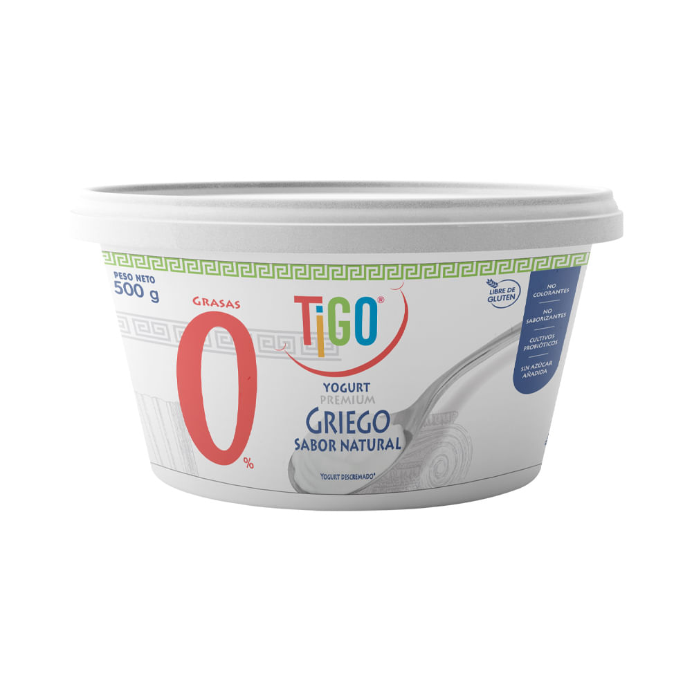 Yogurt Griego Tigo Sabor Natural 0% Grasas 500g