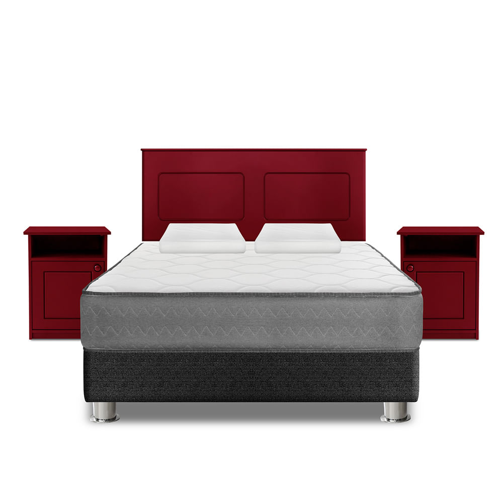 Box Tarima 2 Plazas Forli Polaris + Cabecera + Veladores + 2 Almohadas