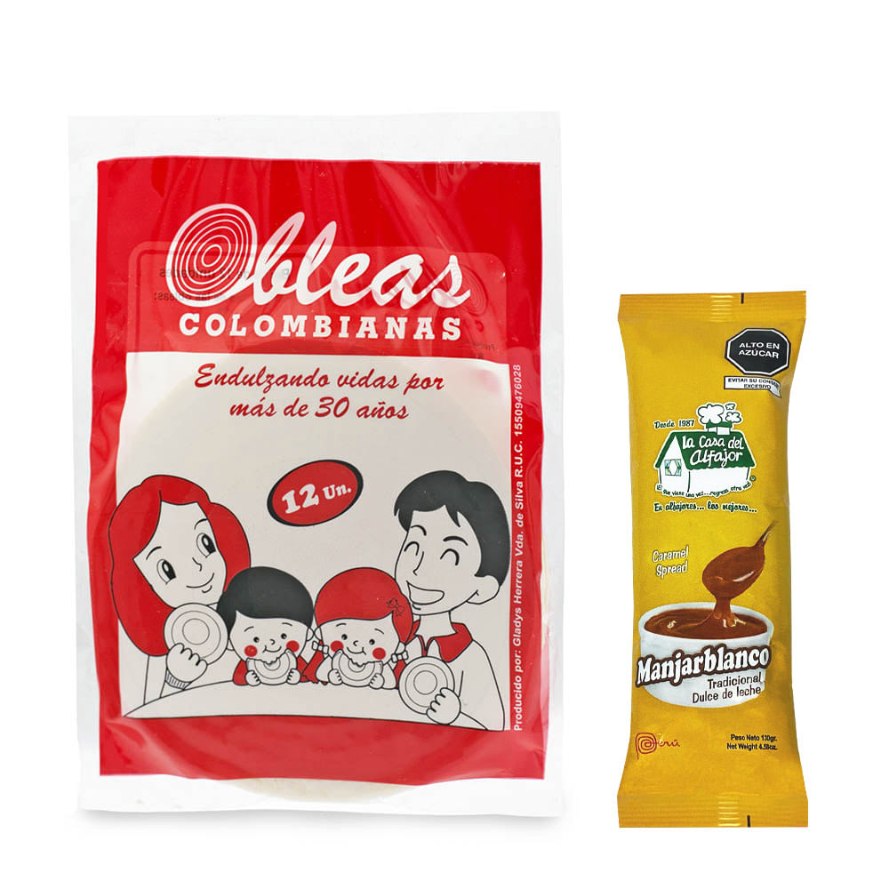 Obleas Colombianas con Manjar Blanco 12un