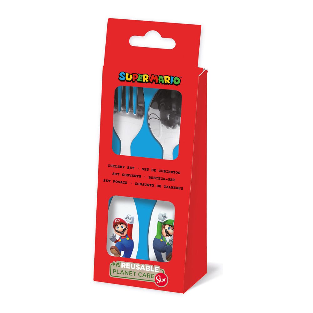 Cubiertos Metálicos Mario 2 Piezas