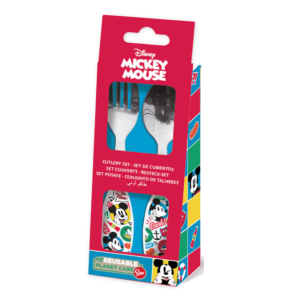 Cubiertos Metalicos Mickey 2 Piezas