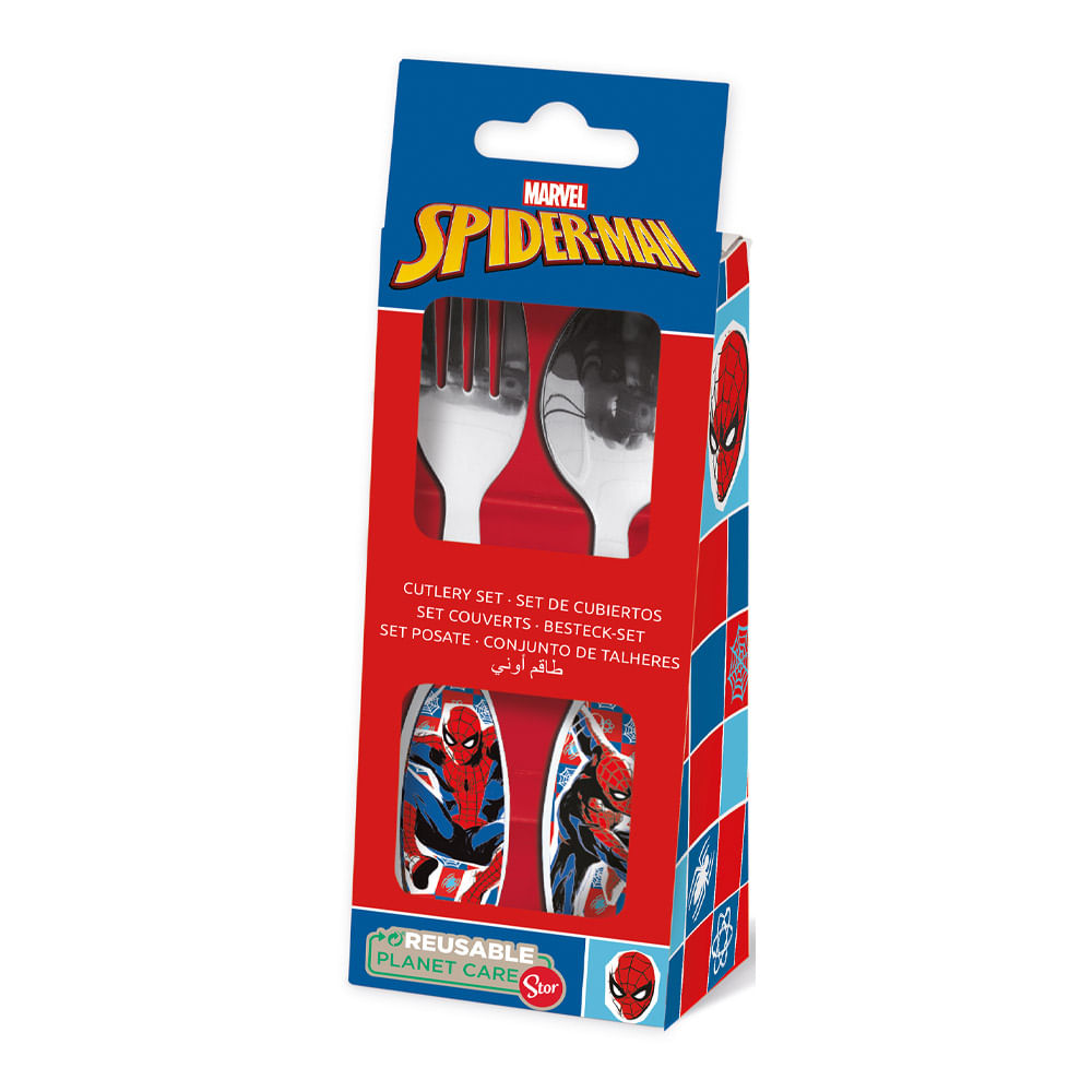 Cubiertos Metalicos Spiderman 2 Piezas