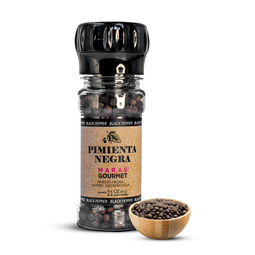 Pimienta Negra Entera Maras Gourmet con Molinillo 60g