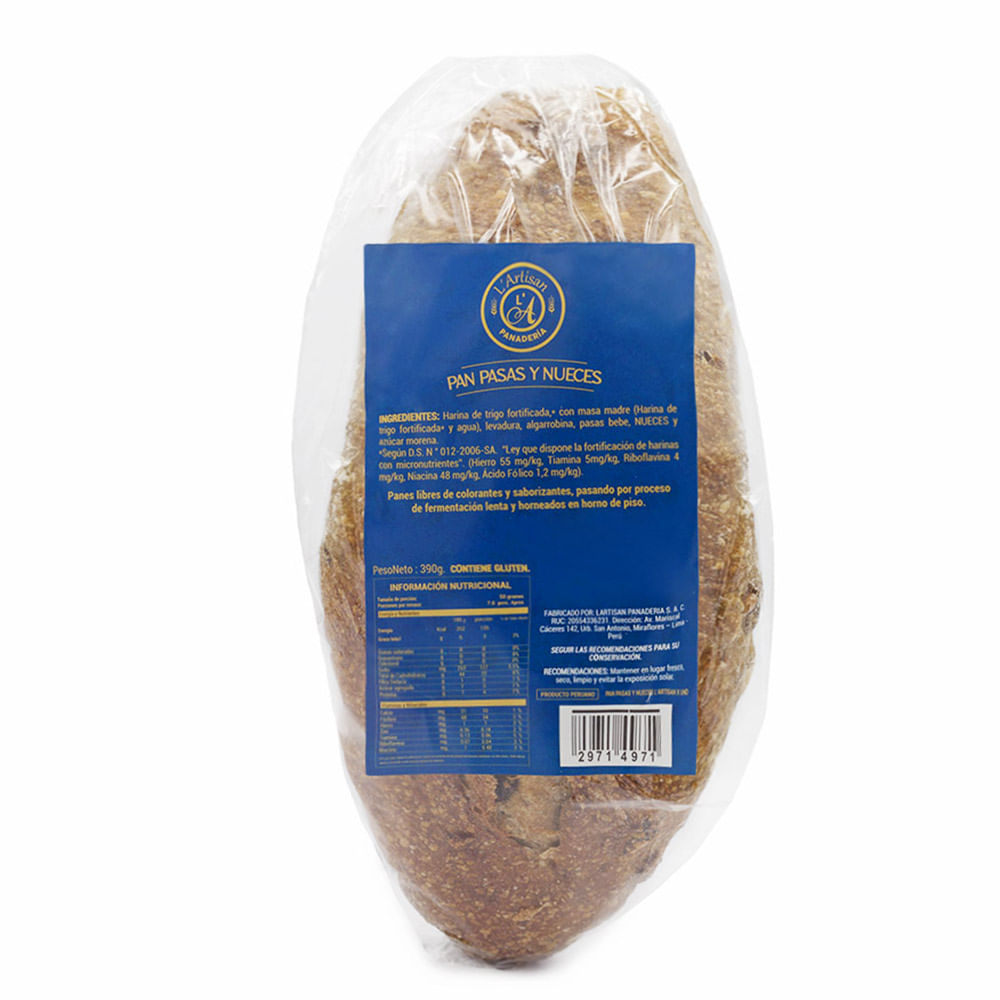Pan Pasas y Nueces L'Artisan x un