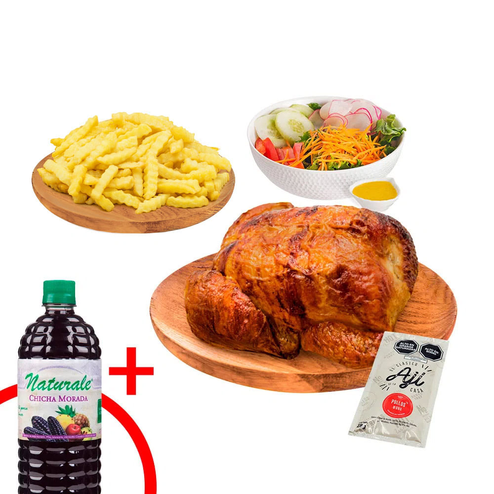 Pollo Rostizado + Papas Fritas + Ensalada + Chicha Morada 1L