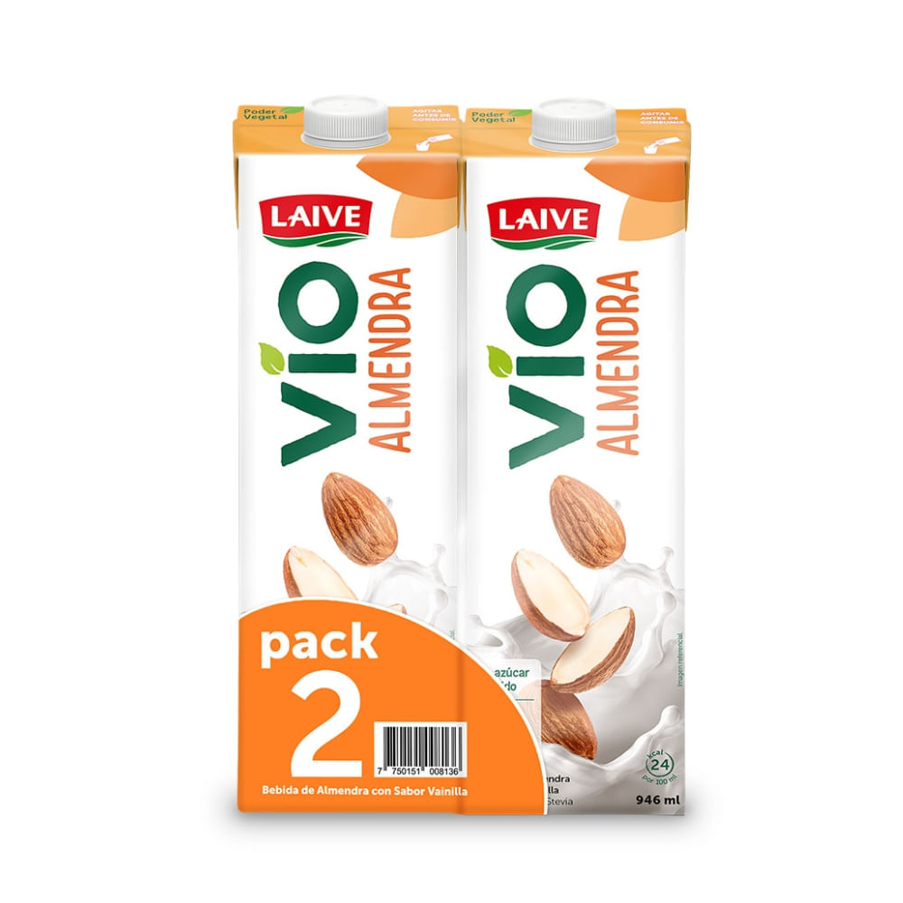 Twopack Bebida de Almendra Laive Vio Sabor Vainilla Caja 946ml