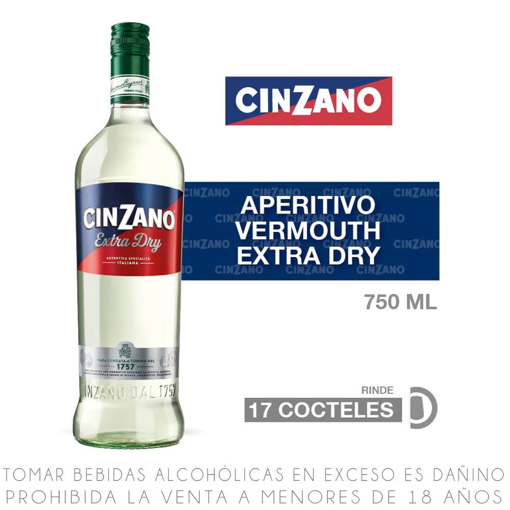 Vermouth Cinzano Extra Dry Botella 750ml