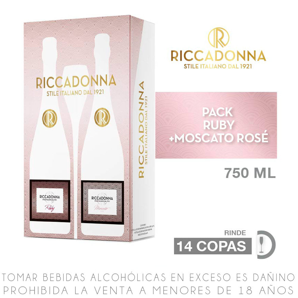 Pack Espumante Riccadonna Botella 750ml: Ruby + Moscato