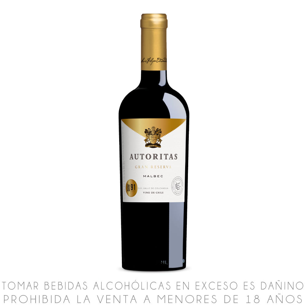 Vino Tinto Malbec Autoritas Gran Reserva Botella 750ml