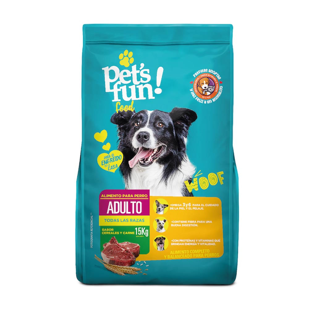 Alimento para Perros Adulto Pet's Fun Cereales y Carne 15kg
