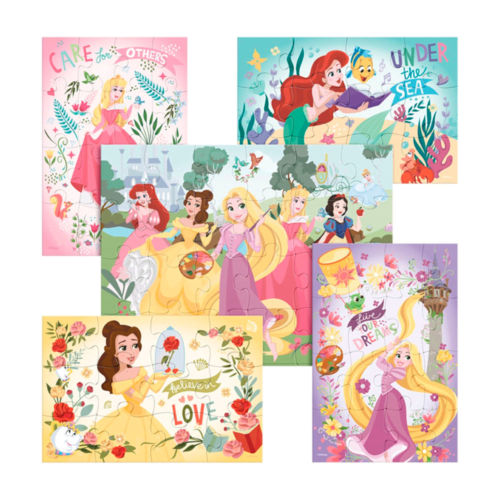 Rompecabezas 5 en 1 Princesas Disney