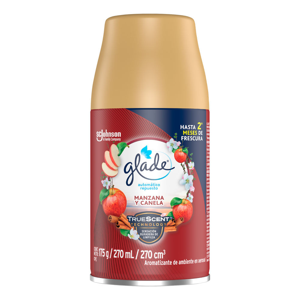 Ambientador Glade Automático en Aerosol Repuesto Manzana y Canela 175g
