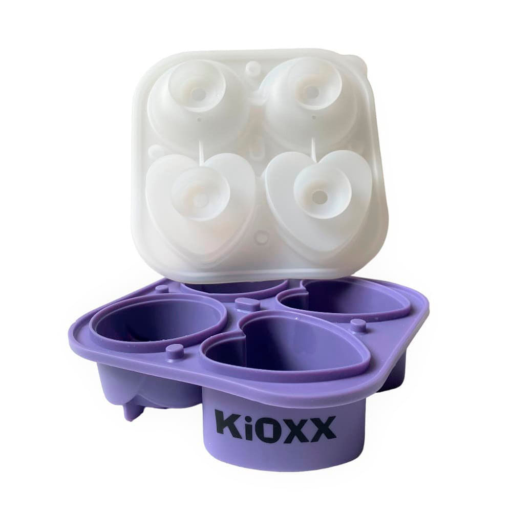 Cubo de Hielo Kioxx Silicona 2Rosas 2Corazones Morado Claro