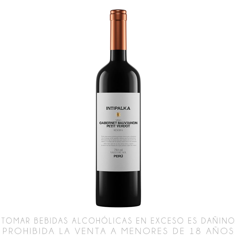 Vino Tinto Cabernet Sauvignon Petit Verdot Reserva Intipalka Botella 750ml