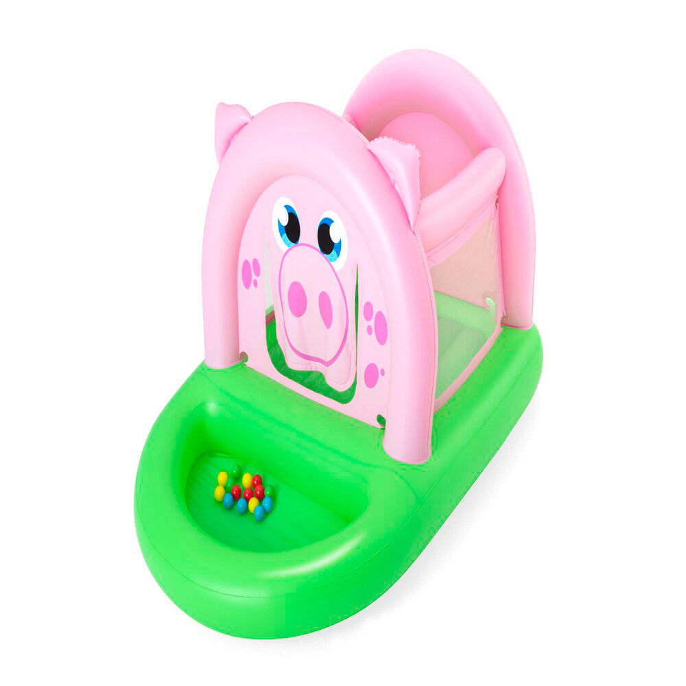 Rebotador Inflable Saltarín Bestway Cerdita 239cm + 15 Pelotas