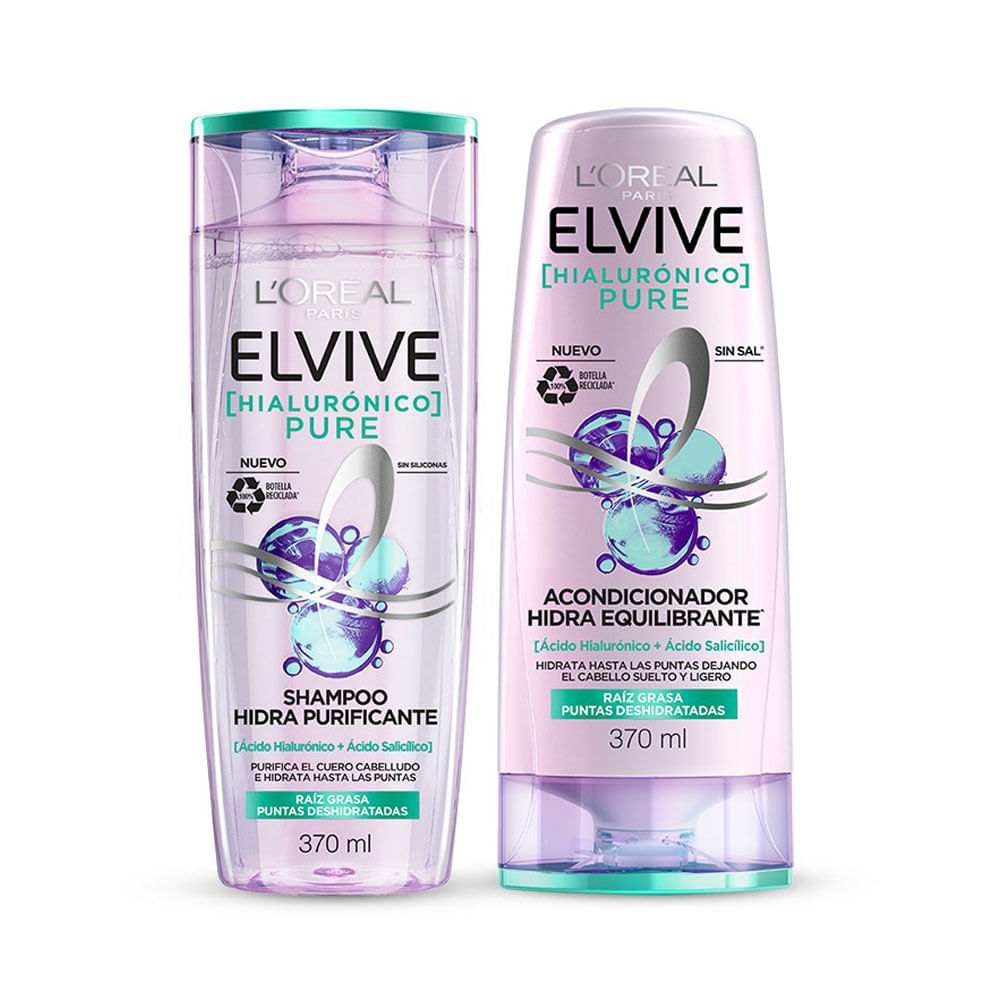 Pack Elvive Hialurónico Pure 370ml: Shampoo + Acondicionador