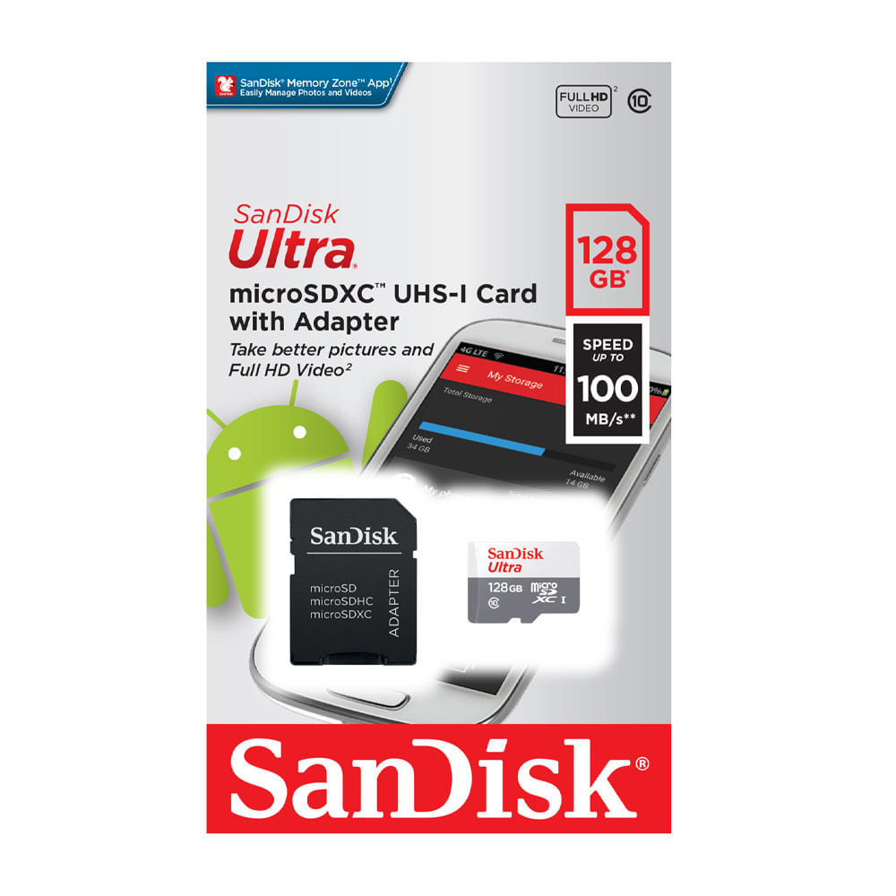 Tarjeta Sandisk Ultra MicroSDXC con adaptador 128GB