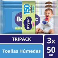 Tripack Toallitas Húmedas con Aloe Vera Babysec Ultra 50un