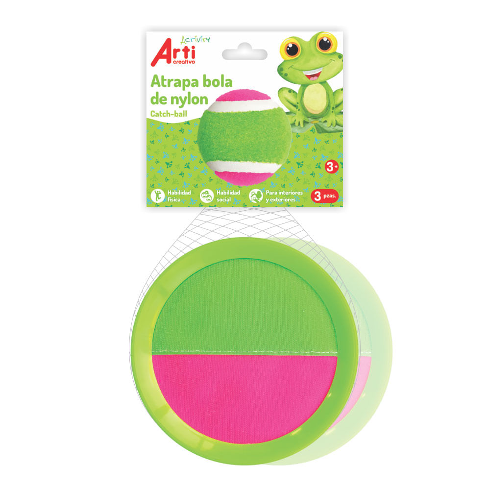 Atrapa Bola Arti Creativo Activity Nylon Rosado Verde