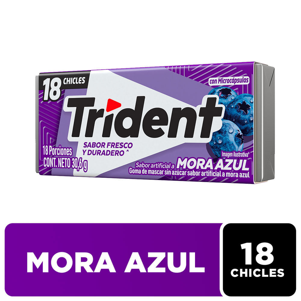 Chicles Sin Azúcar Trident Mora Azul 30.6g