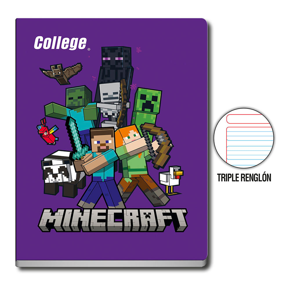 Cuaderno College Minecraft 80 Hojas Wong
