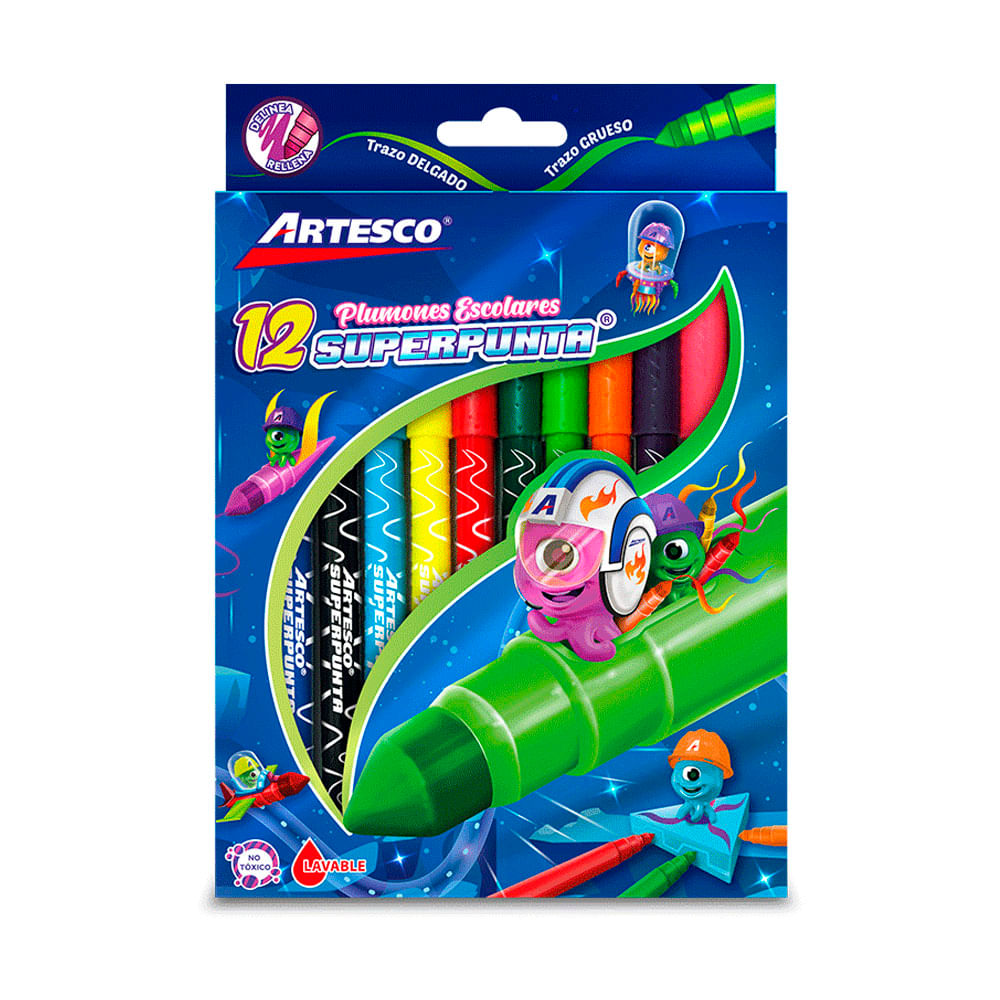 Plumones Artesco Superpunta 45 x12