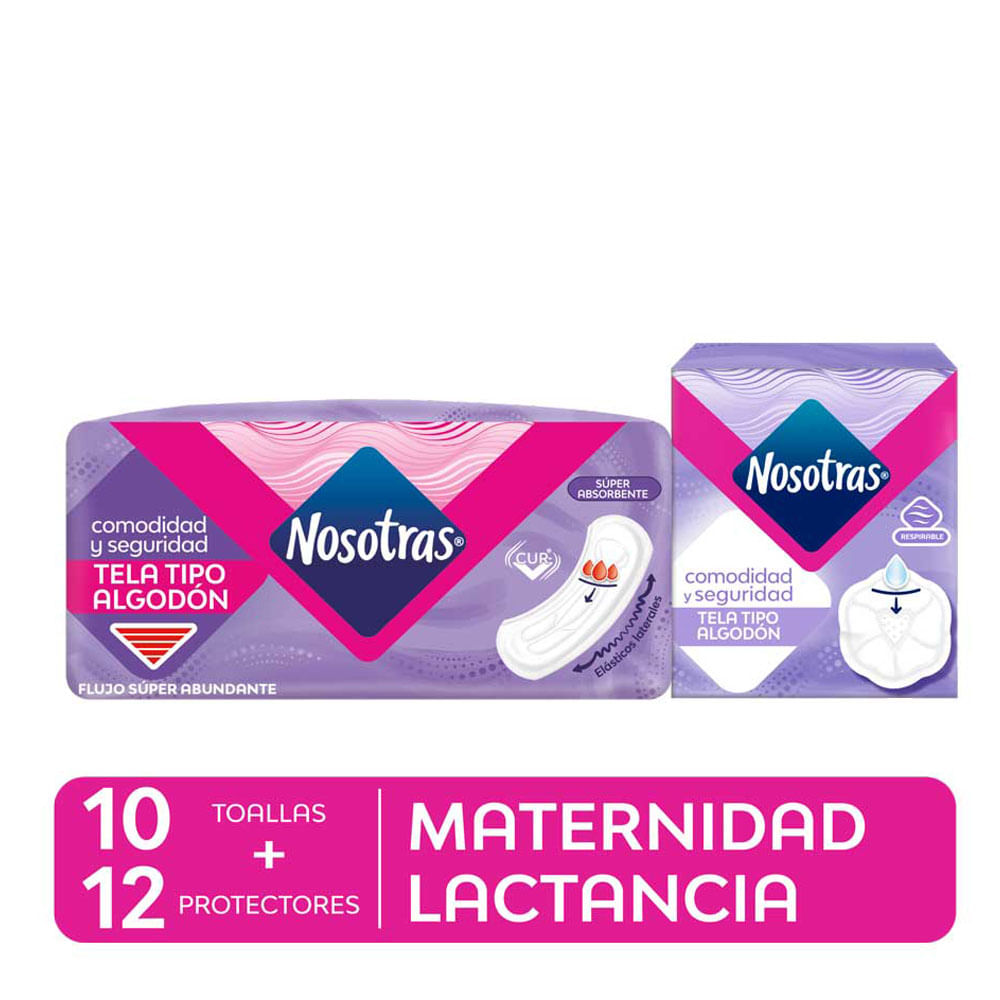 Pack Nosotras Maternidad: Toallas Higiénicas 10un + Protectores Lacti 12un