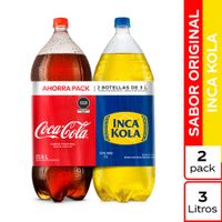 Pack Gaseosa: Coca Cola 3L + Inca Kola 3L