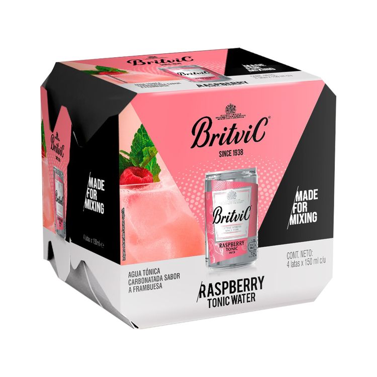 Fourpack Agua Tónica Britvic Raspberry Lata 150ml Wong